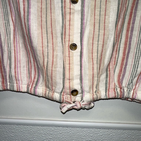 Girls Wonder Nation Striped Crop Top XXL (18) Multi-color Button Down New NWT - Picture 5 of 8